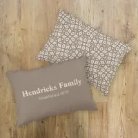 Taupe Family Name "Established" with Back Pattern Accent Pillow