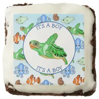 Sea Turtle Under the Sea Themed Baby Shower Brownie