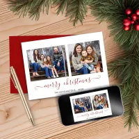 Simple Red Script Merry Christmas Photo Holiday