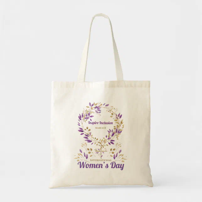 Purple Leaves Female Sign Women's Day Tote Bag