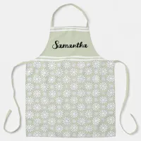 Any Name Cute Floral Daisy Pattern All-Over Print Apron