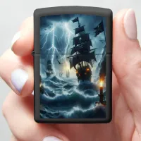 Pirate Ship In Tempest Zippo Lighter