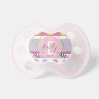 Cute Girly Pastel Floral Pattern Personalized Pacifier