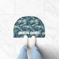 Trendy Stylish Watercolor Blue Clouds Doormat