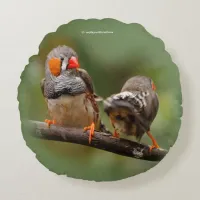 A Cheeky Pair of Zebra Finches Round Pillow