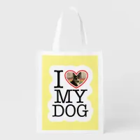 I Love My Dog Personalized Grocery Bag