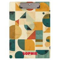 Modern Geometric Retro Colorful Custom School Clipboard