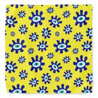 Greek Eye Symbol Blue, Yellow, White Pattern Bandana