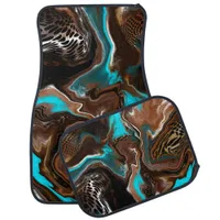 Brown and Blue Marble Swirl Fluid Art    Car Floor Mat