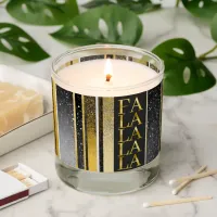 Black Gold Christmas Fa La La Pattern#27 ID1009 Scented Candle