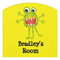 Cute Green Cartoon Monster Funny Fun for Kids Door Sign