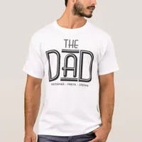 Black White Typography Personalized Dad T-Shirt