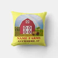 Add Your Name to Red Barn with Blue Sky Throw Pillow