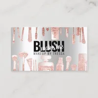 Makeup Artist Rose Glitter + Metallic Platinum Ice Business Card