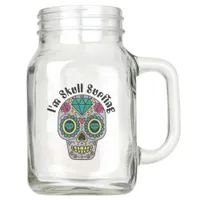 Decorated Abstract Skull Mason Jar