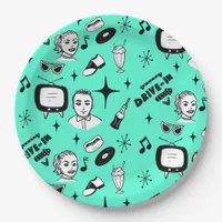 1950's Retro Graphics Nostalgic Birthday    Paper Plates