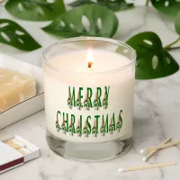 Merry Christmas Holly Holiday Font Scented Candle