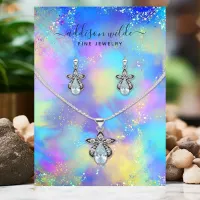 Holographic Iridescent Necklace Earring Display Business Card