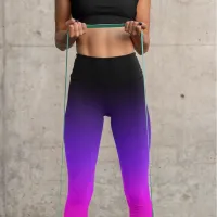 Black Violet and Pink Ombre Capri Leggings