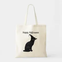 Cute Black Witch Cat Tote Bag