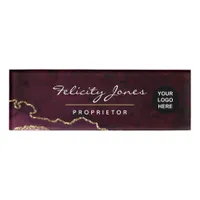 Burgundy and Gold Geode Agate Precious Stone Name  Name Tag