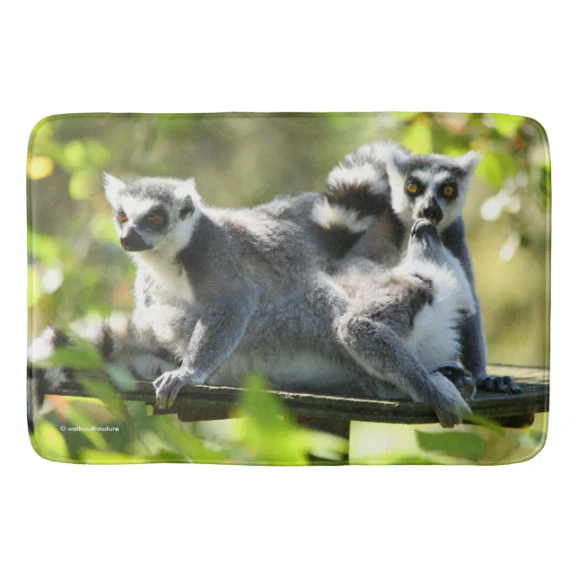 Funny Surprised Lemurs of Madagascar Bath Mat