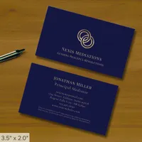 Elegant Navy Blue and Gold Logo Business Card