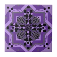 Purple Kaleidoscopic Mosaic Pattern Ceramic Tile