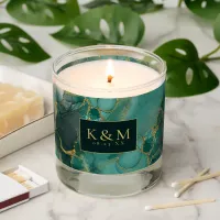 Moody Ink Emerald Gold Abstract ID988 Scented Candle