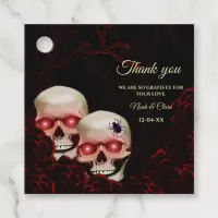 Scary red floral dark moody gothic skull halloween favor tags