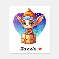 Christmas Elf with Snowy Background Sticker