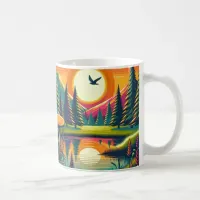 Retro Disc Golf Sunset and Trees Coffee Mug