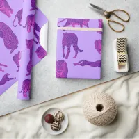 Purple & Hot Pink Big Cats in Magenta & Purple  Wrapping Paper