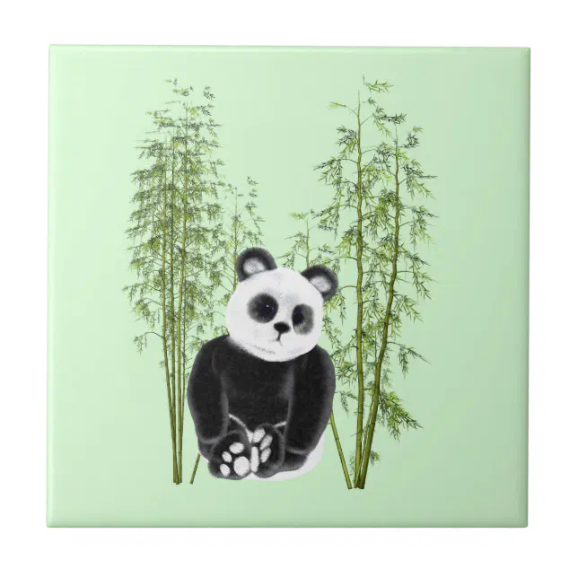 Cute Panda Sitting in Bamboo