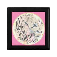 I Love You Mom Watercolor Add Any Name Hot Pink Gift Box