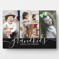 Grandkids Make Life Grand | 3 Photo Collage Plaque