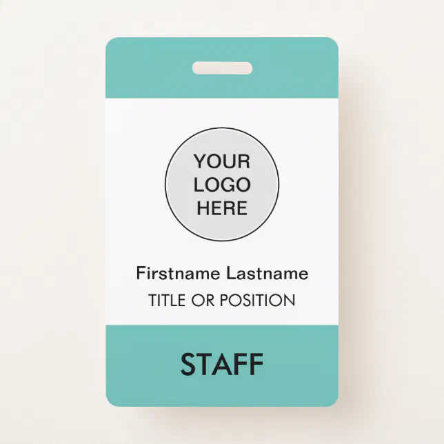 Light Teal Company Logo Employee Name Badge