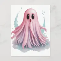 Pink Ghost Watercolor AI Art Postcard