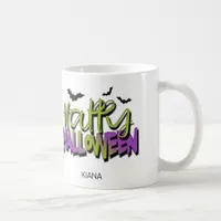 Happy Halloween Typography w/Bats Green ID685 Coffee Mug