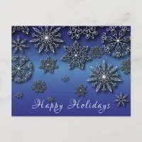 Winter White Papercut Snowflakes On Blue Gradient Postcard