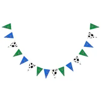 Green and Blue Bandanna Cow Pattern Birthday Bunting Flags