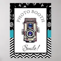 Wedding Sign for Photo Booth, Vintage Camera