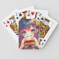 Cute Anime Girl eating a Peanut Butter and Jelly Poker Cards