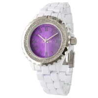 Modern Purple Brushed Metal with Silver Monogram | Watch