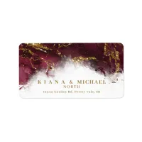 Marble Glitter Wedding Burgundy Gold ID644 Label