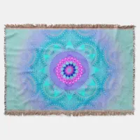 Lotus Bloom Turquoise Mandala Throw Blanket