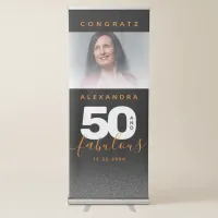 Modern Girly Orange 50 and Fabulous Retractable Banner