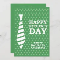 Fathers Day White Tie Green Dots Dinner BBQ Party Invitation