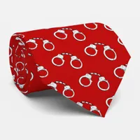 Red Law Enforcement Handcuff Patterned Neck Tie