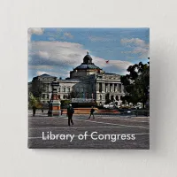 Library of Congress in Mosaic Pattern Pinback Button